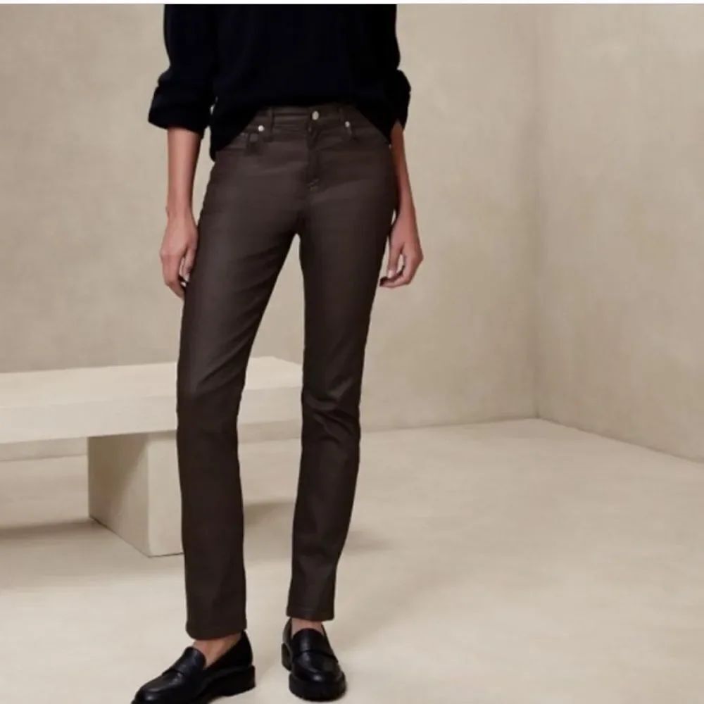 Banana Republic Slim Fit Wax Coated High Rise Pant Brown 32x34